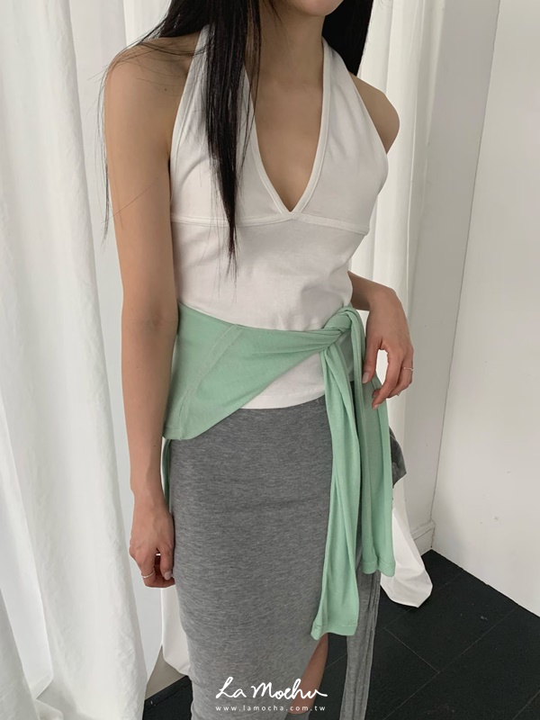 掛脖美背滾邊棉質背心